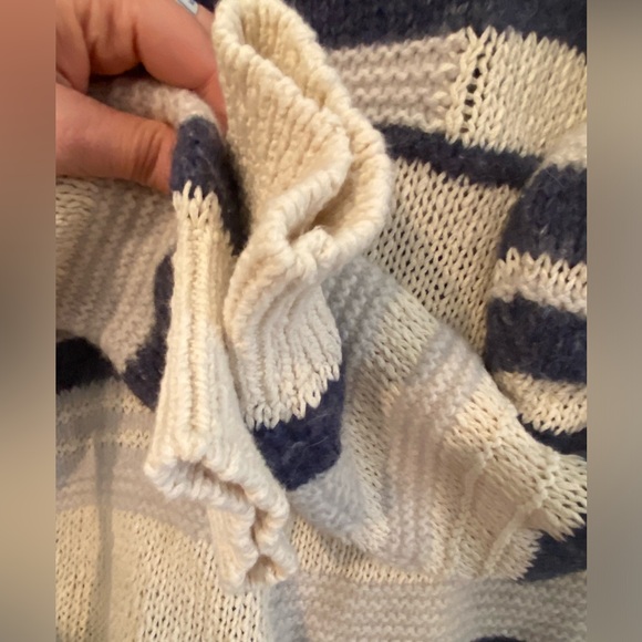 Madewell sweater sz L blue and beige striped & dots(knos) crew neck preworn - Picture 8 of 11